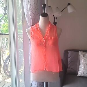 Abercrombie kids pink no sleeve blouse size L
